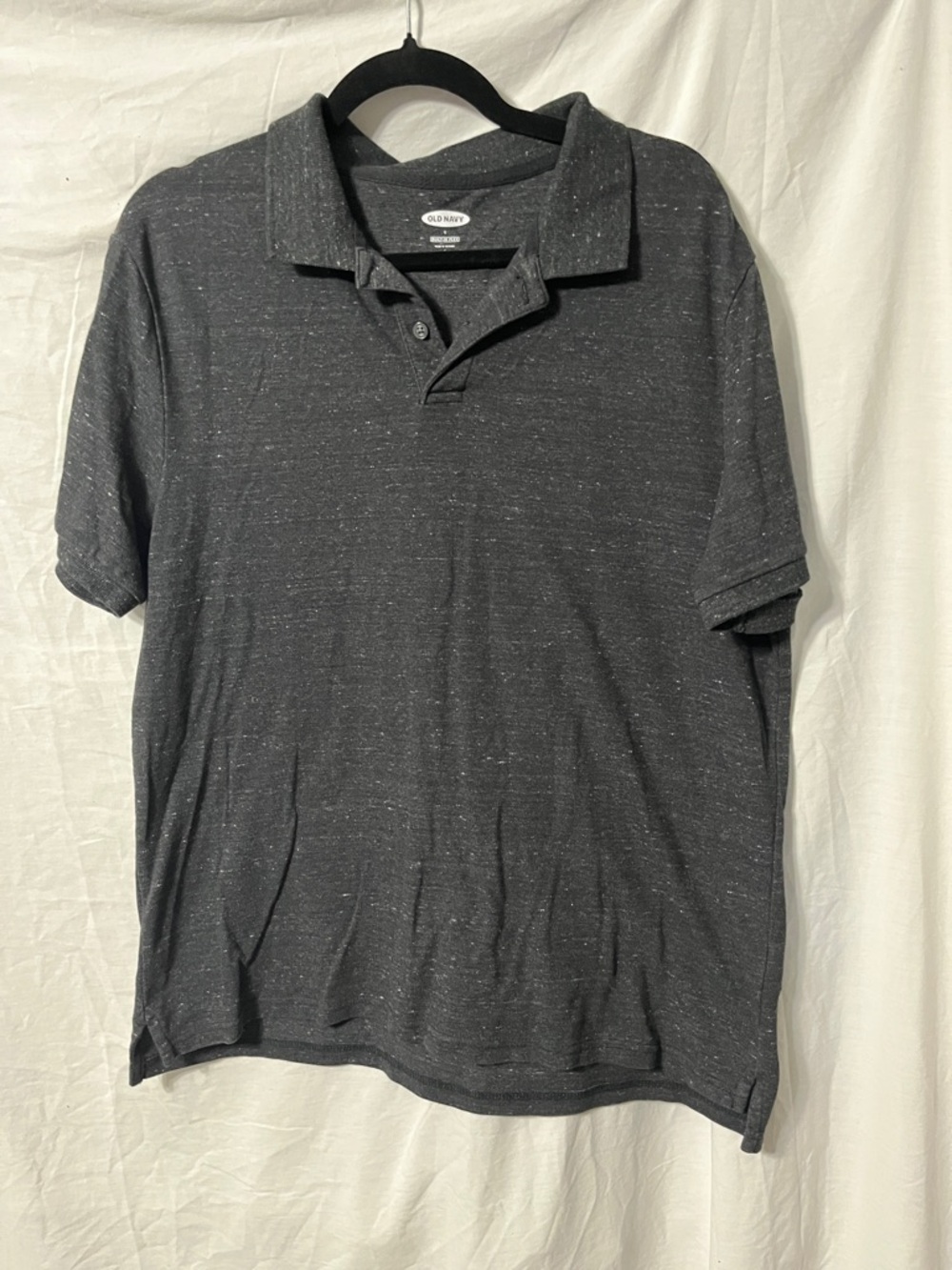 Old Navy Men's Charcoal Heather Polo with Subtle Speckle